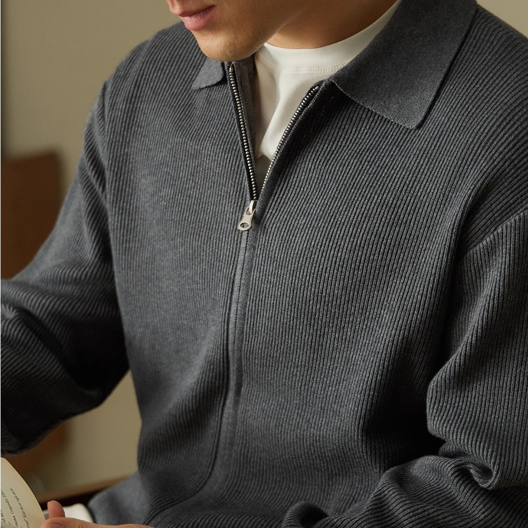 Premium wool-blended zip sweater