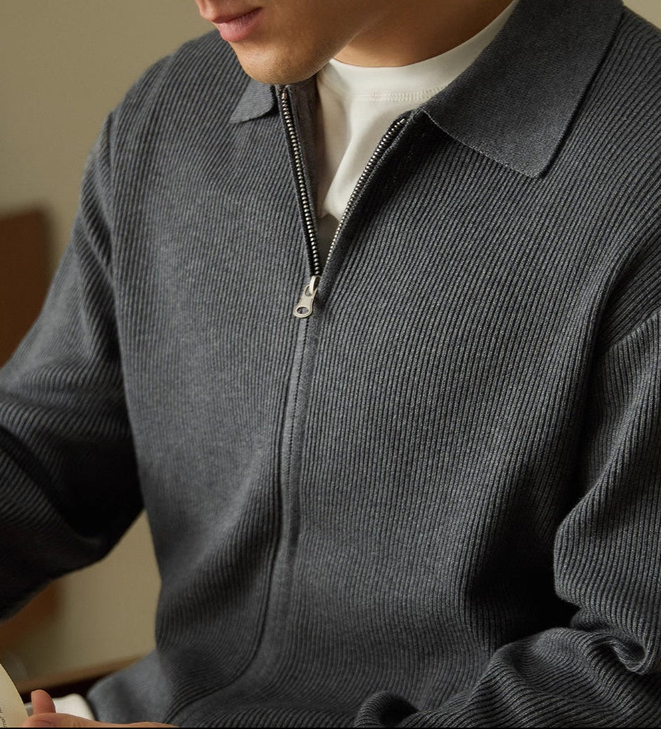 Premium wool-blended zip sweater