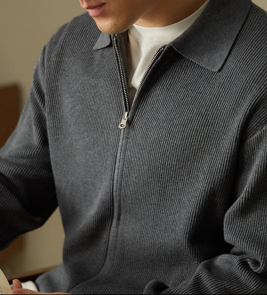 Premium wool-blended zip sweater