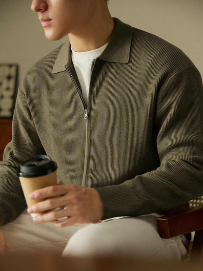 Premium wool-blended zip sweater