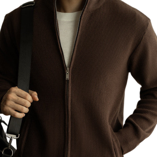 Rib Knit Full-zip Cardigan