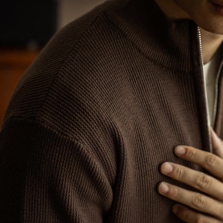 Rib Knit Full-zip Cardigan