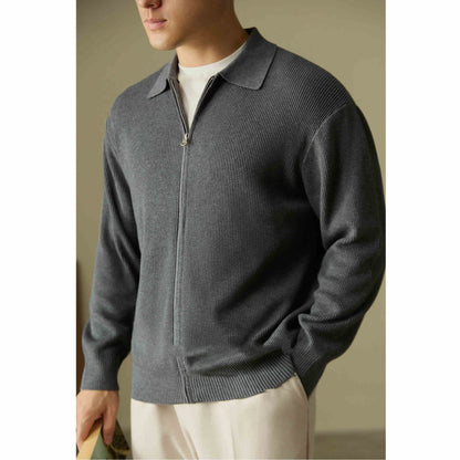 Premium wool-blended zip sweater